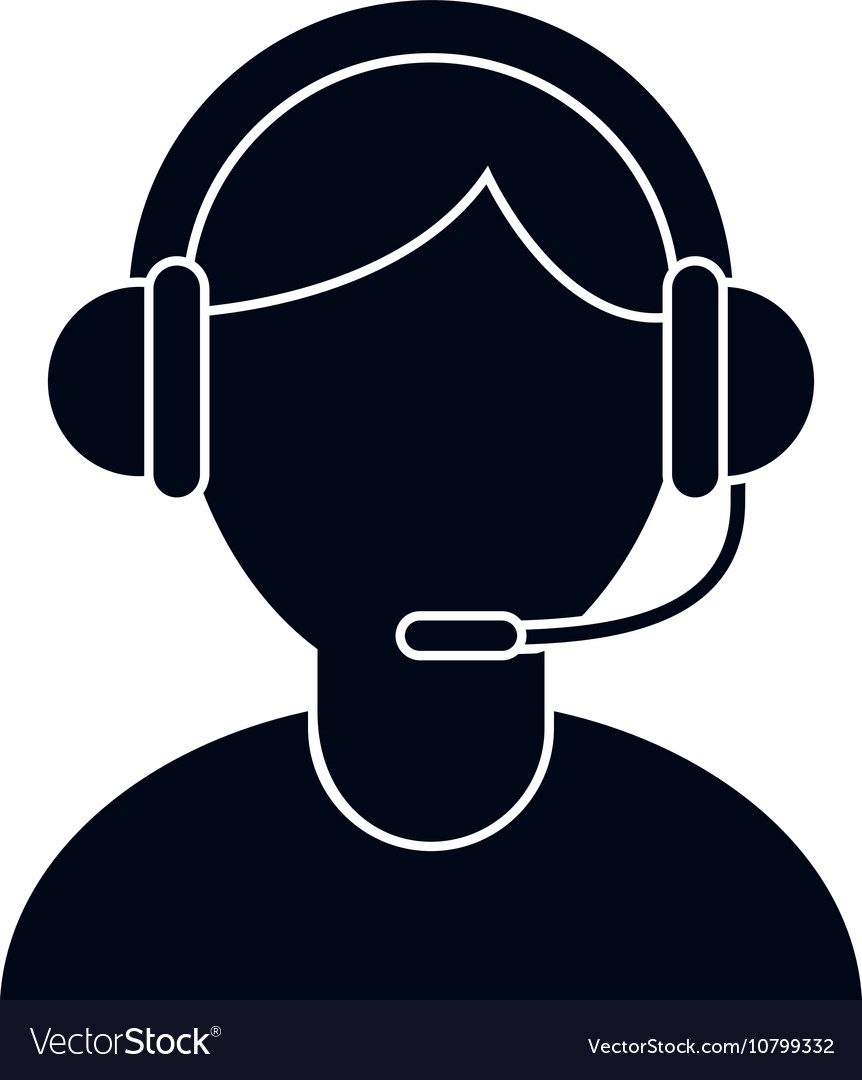 Isolated operator man with headphone design