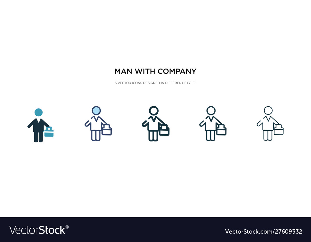 Man with company icon in different style two