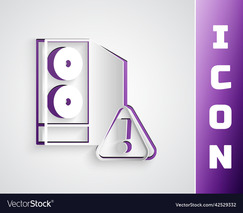 Paper cut case of computer with exclamation mark