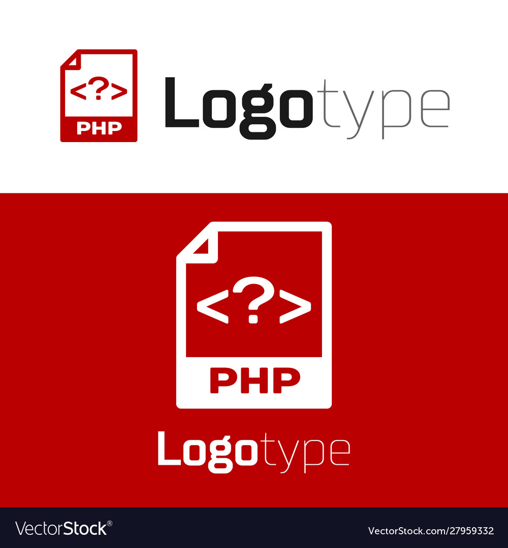 Red php file document download button icon vector image Red php file document download button icon