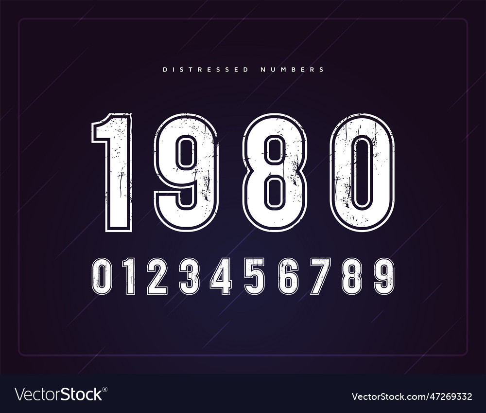 Set of distressed retro numerals or numbers