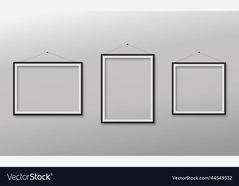 Set of three realistic string wall mounted frames