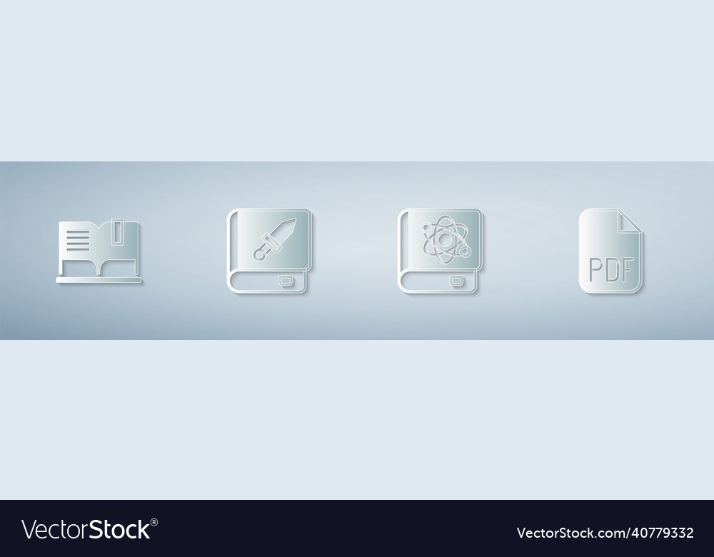 Set open book about weapon physics and pdf vector image Set open book about weapon physics and pdf