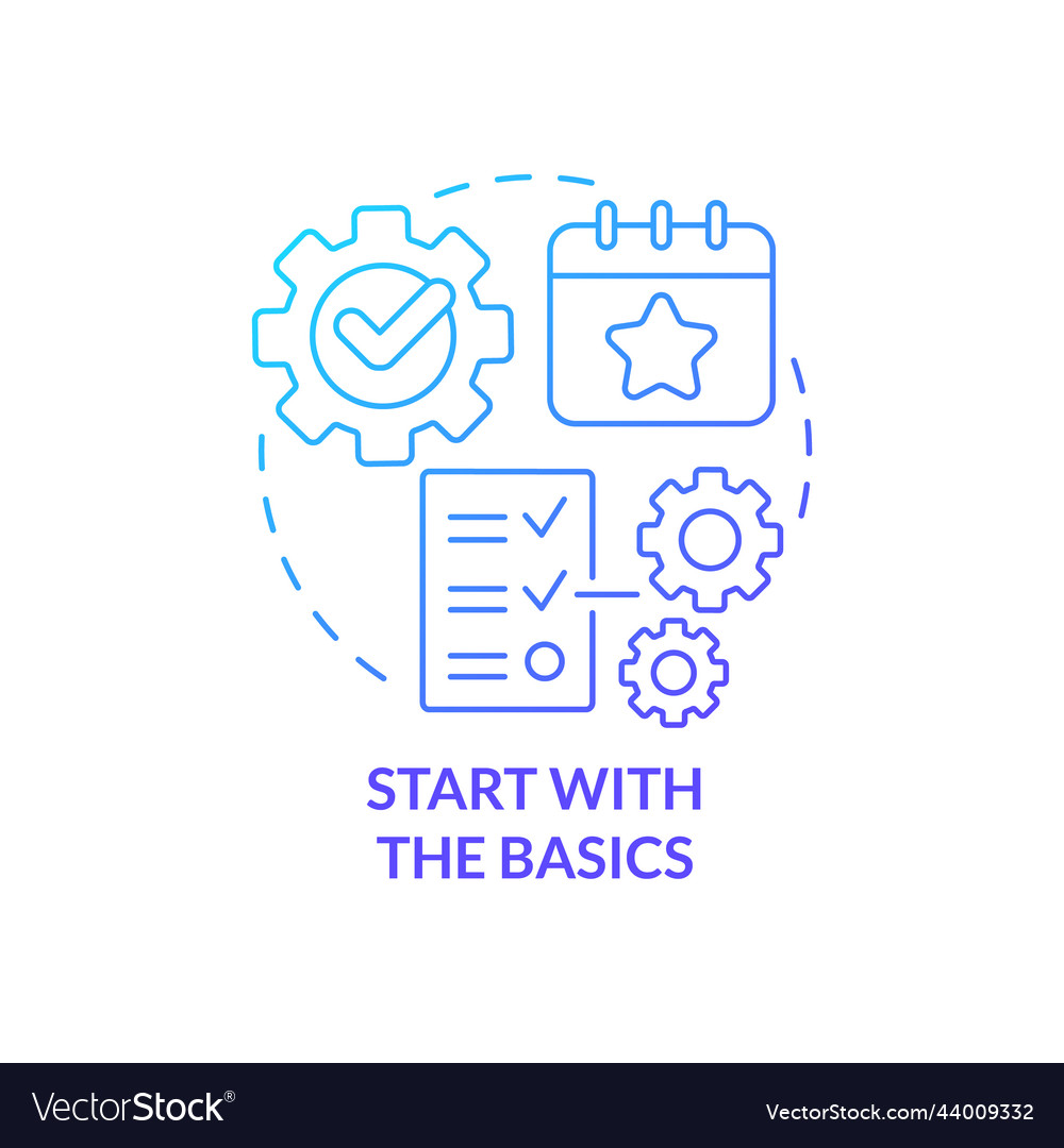 Start with basics blue gradient concept icon Vector Image