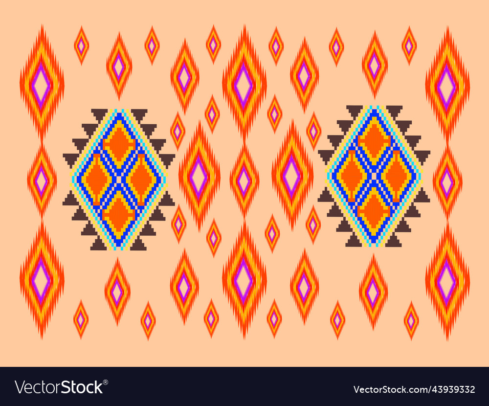 Traditional ethnic geometric ikat fabric pattern