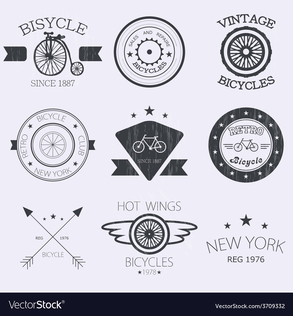 Vintage Bicycle Shop Logo Set