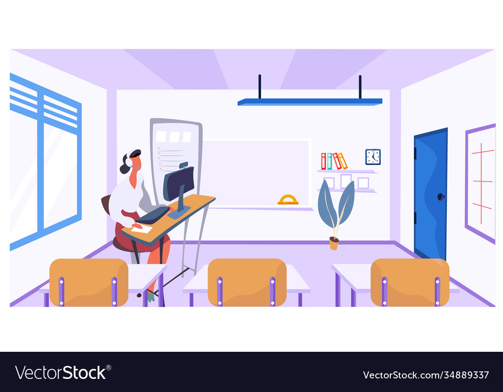 A programming class the teacher sits vector image A programming class the teacher sits