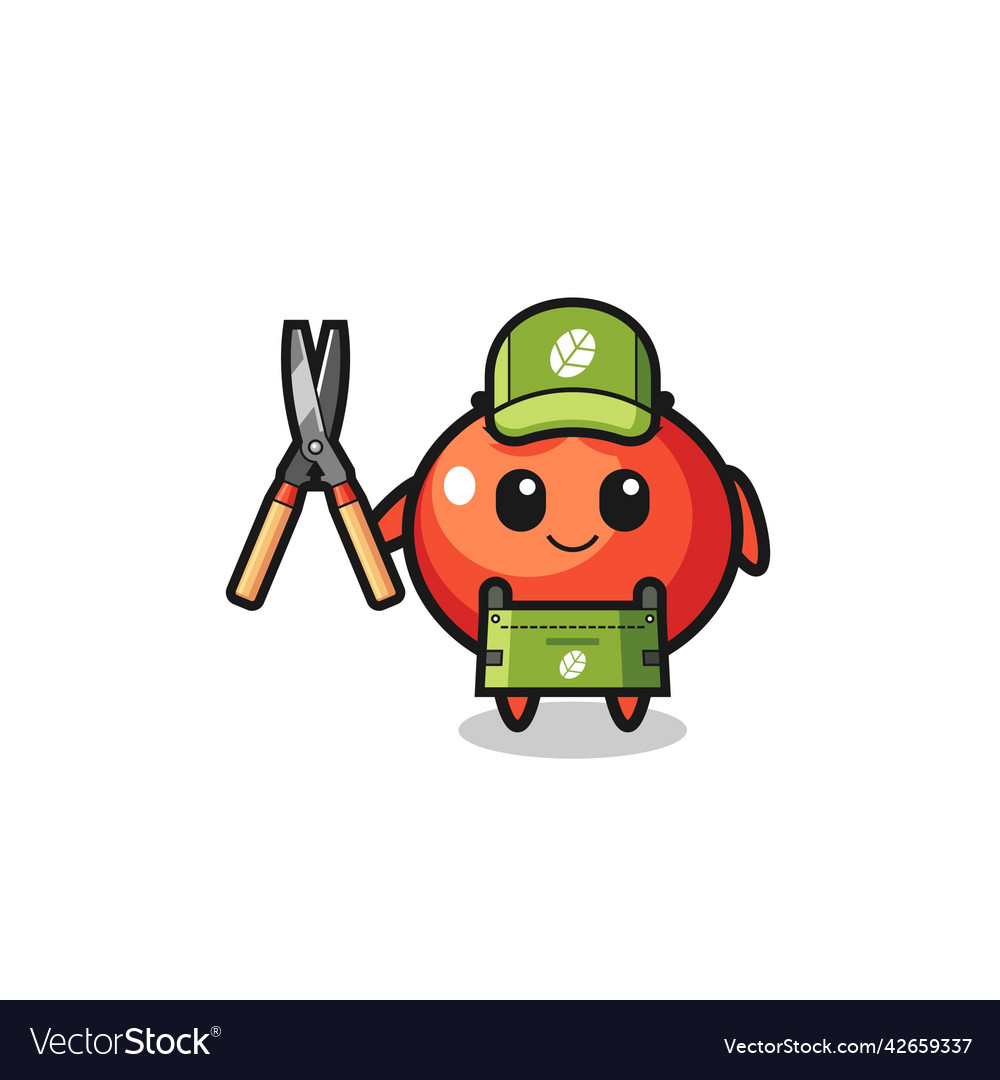 Cute tomatoes as gardener mascot