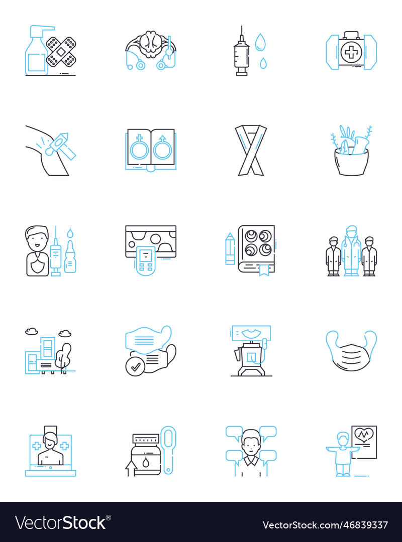 Fintech linear icons set blockchain Vector Image Fintech linear icons set blockchain