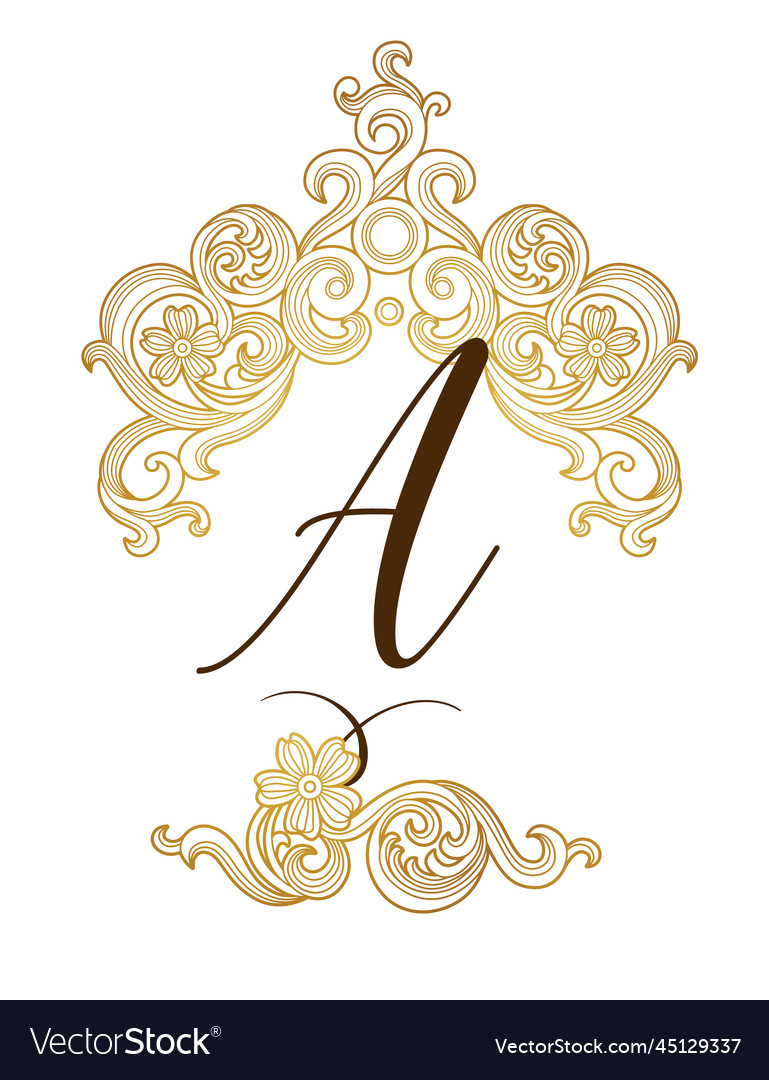 Golden elements monogram identity for design vector image Golden elements monogram identity for design