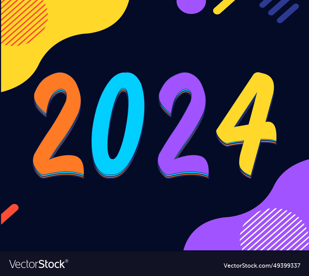 Happy New Year 2024 Holiday Abstract Multicolor Vector Image