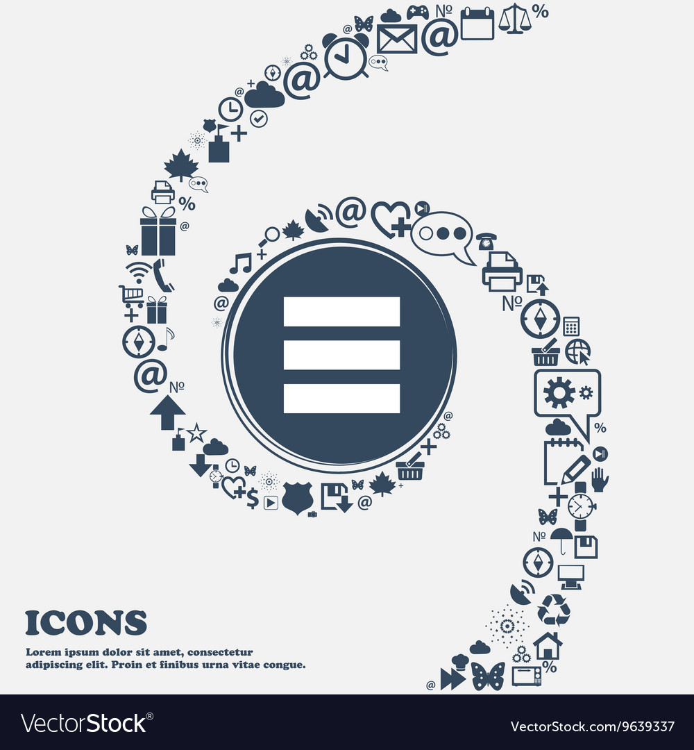 List menu app icon in the center around many