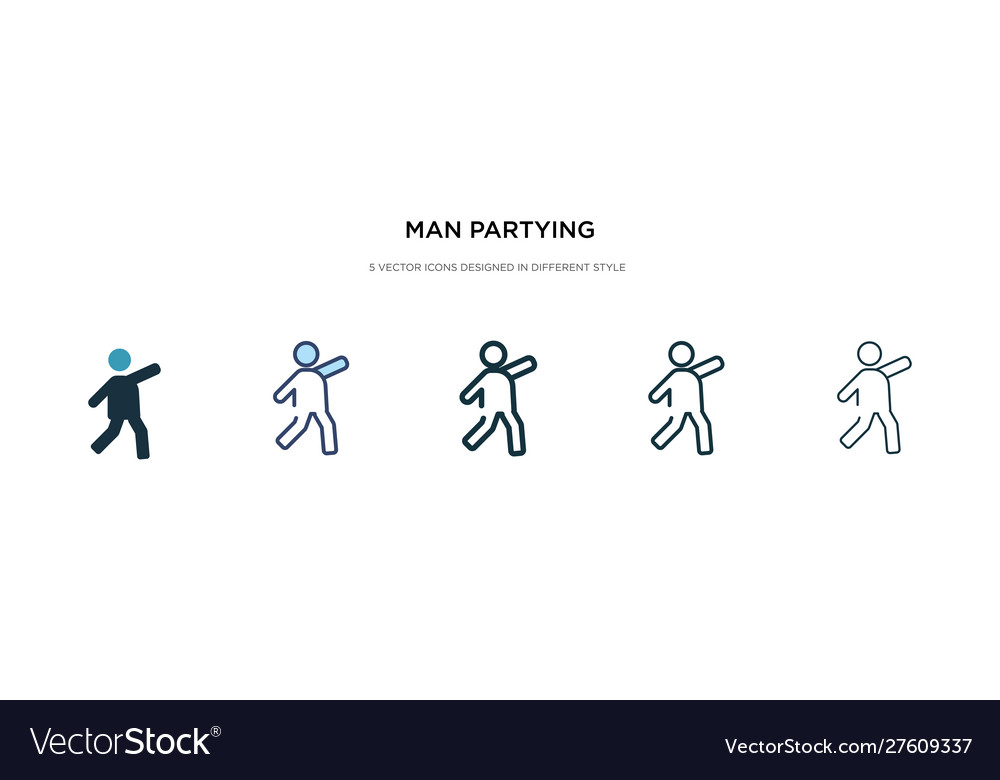 Man partying icon in different style two colored vector image Man partying icon in different style two colored