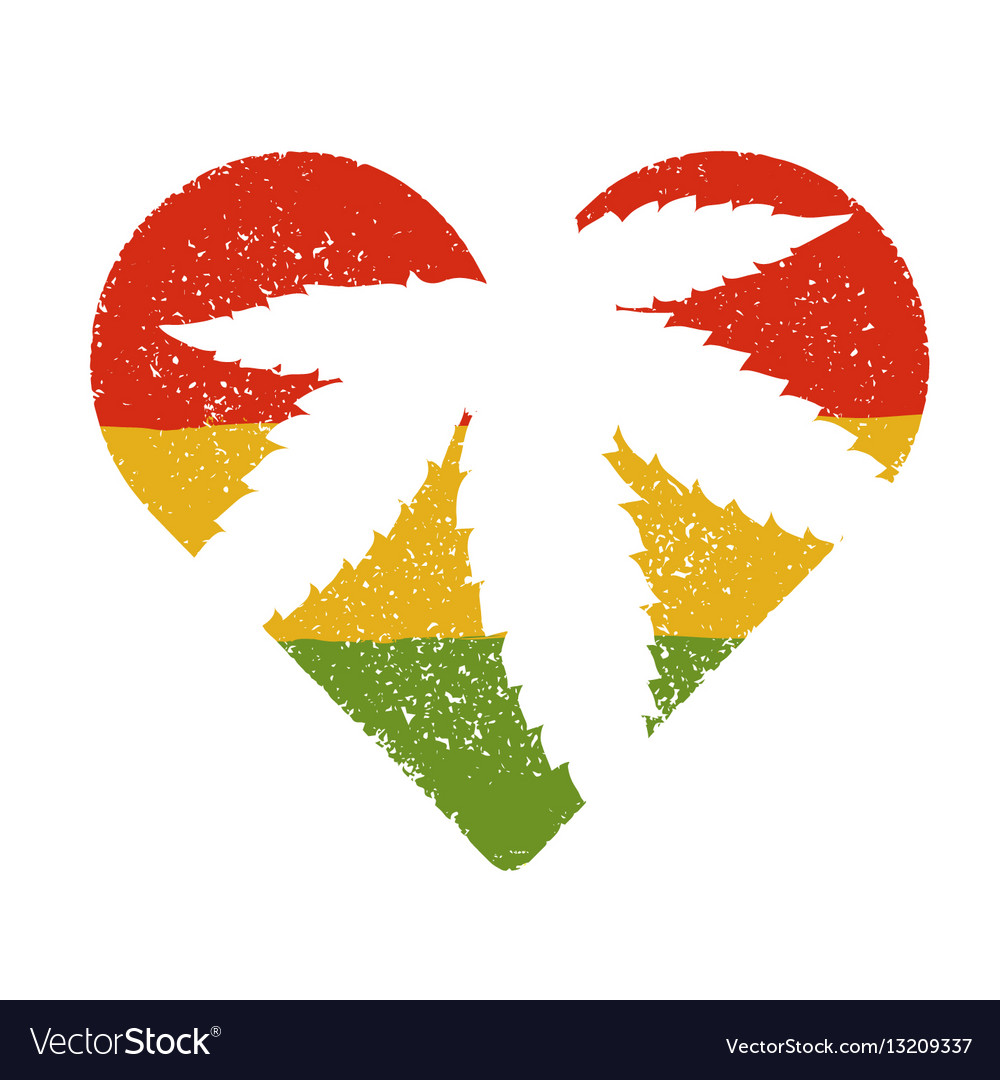 Marijuana silhouette in heart shape leaf
