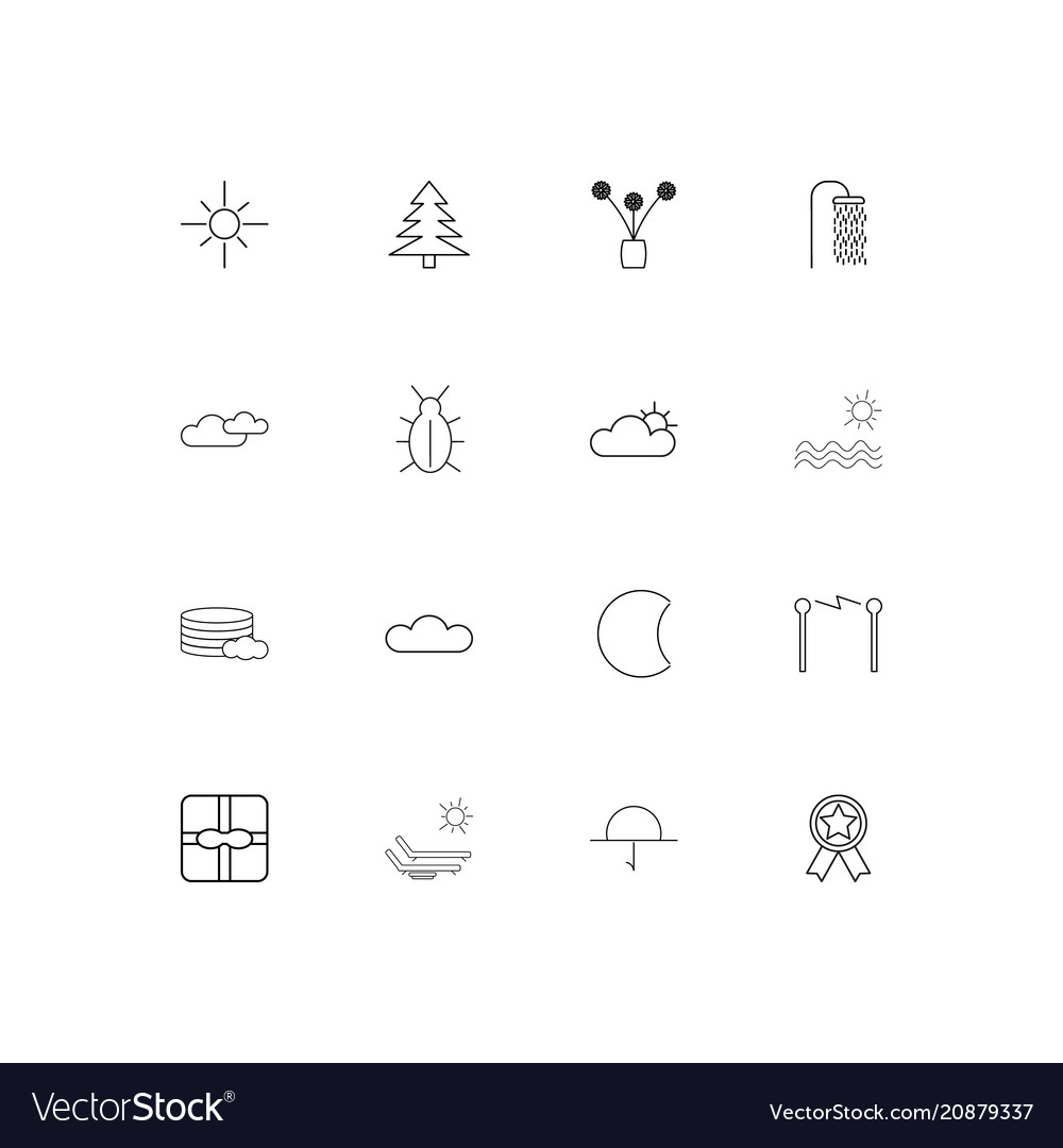 Nature linear thin icons set outlined simple