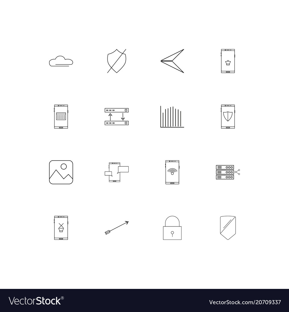 Network and database simple linear icons set