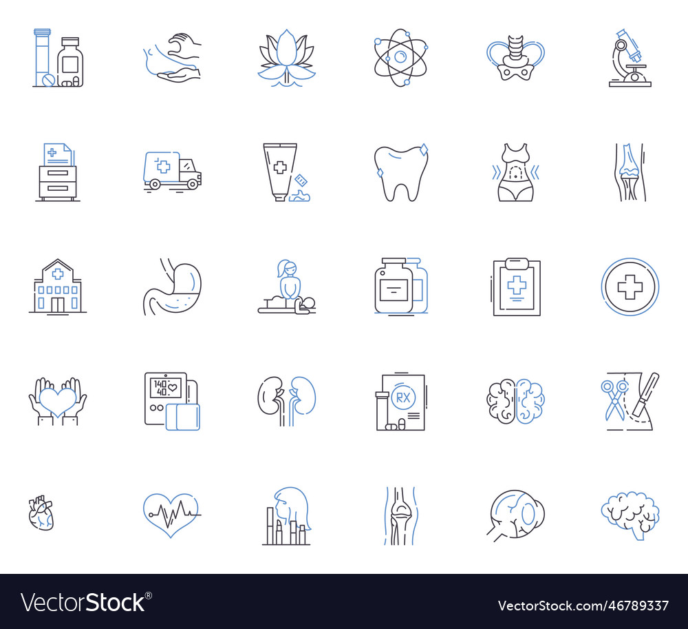 Nursing line icons collection compassion empathy Vector Image