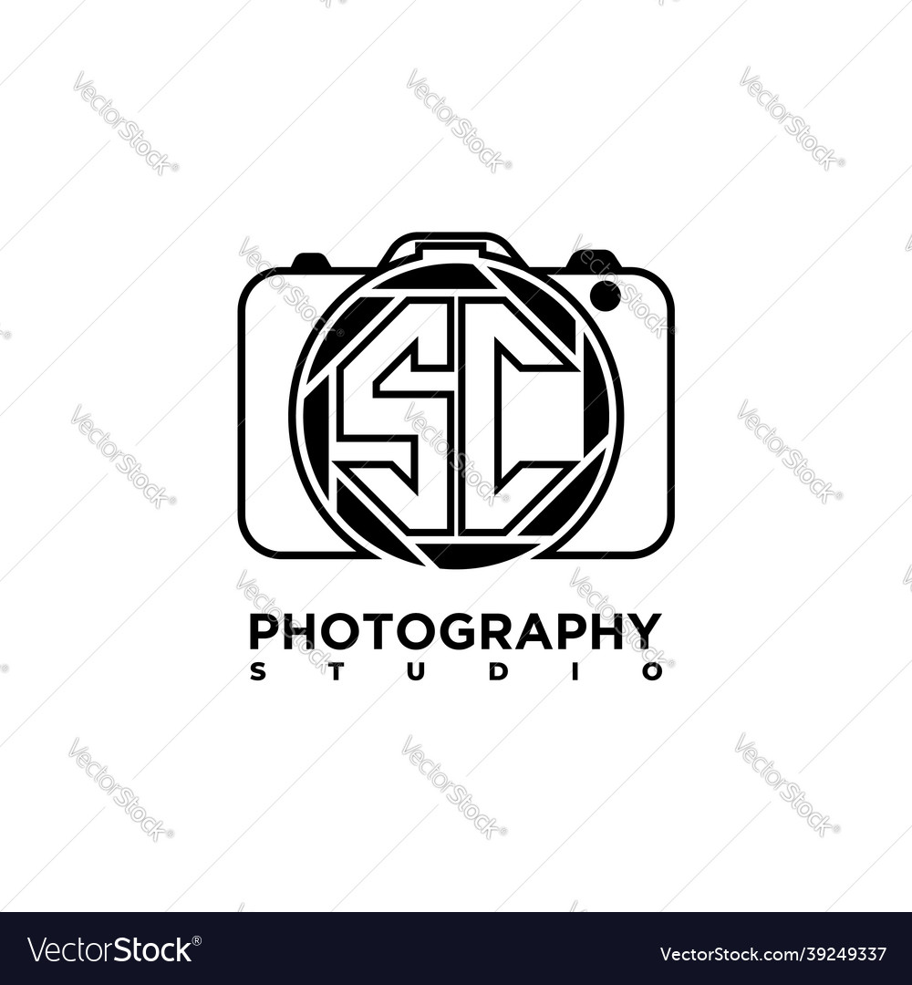 Sc letter photograph camera style Royalty Free Vector Image