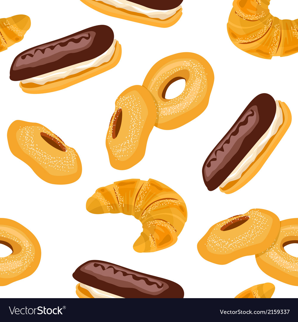 Seamless pattern with different cakes