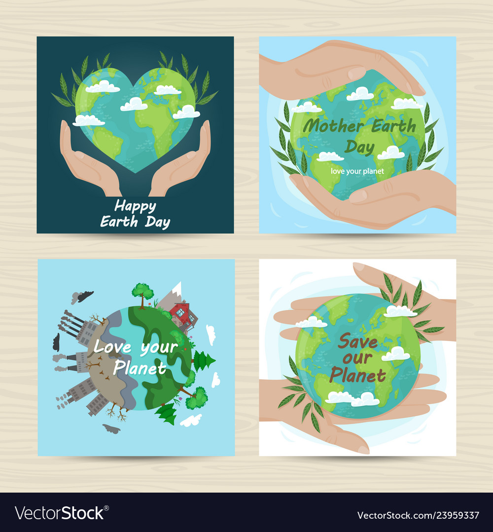 Set of cards for mother earth day Royalty Free Vector Image