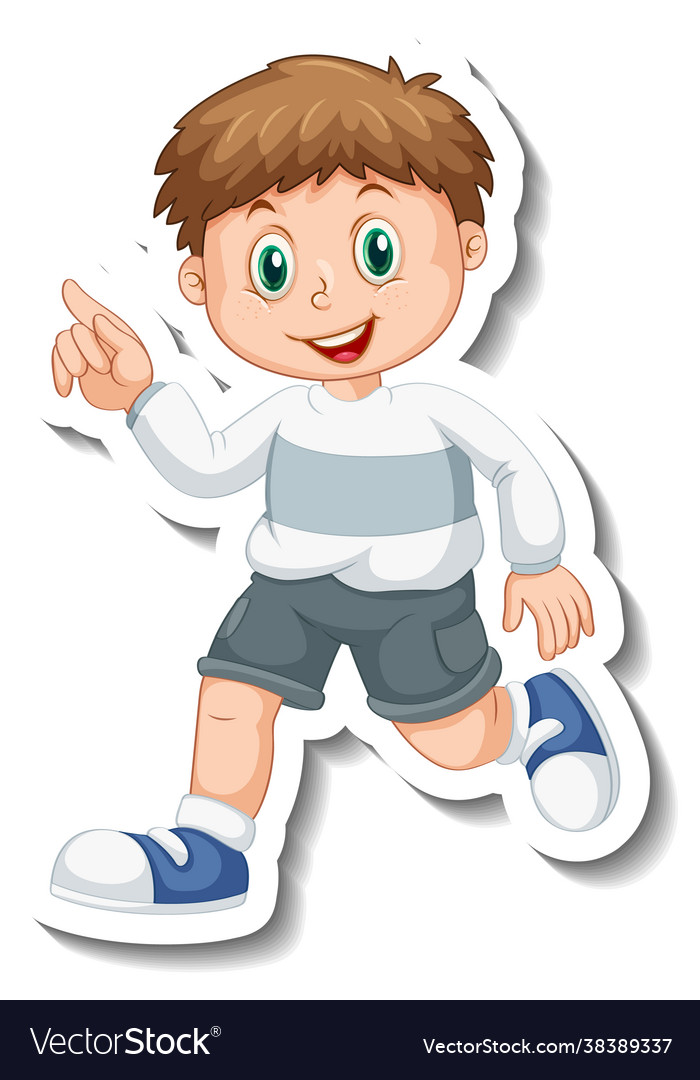 Sticker template with a boy cartoon character Vector Image