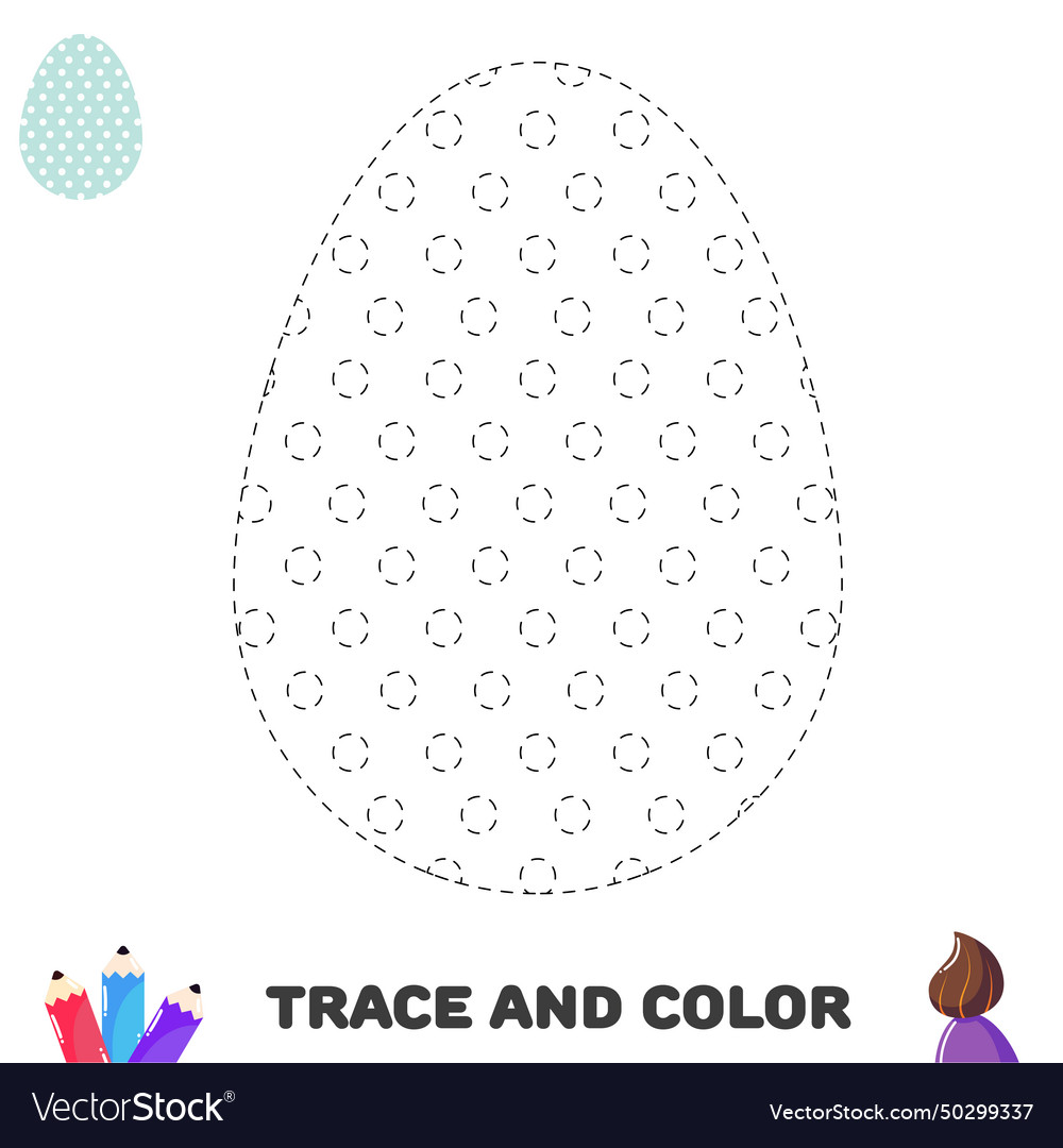 Trace and color egg with circles dots vector image Trace and color egg with circles dots