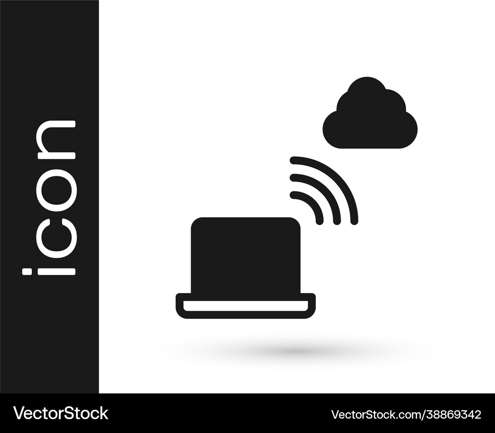 Black network cloud connection icon isolated Vector Image