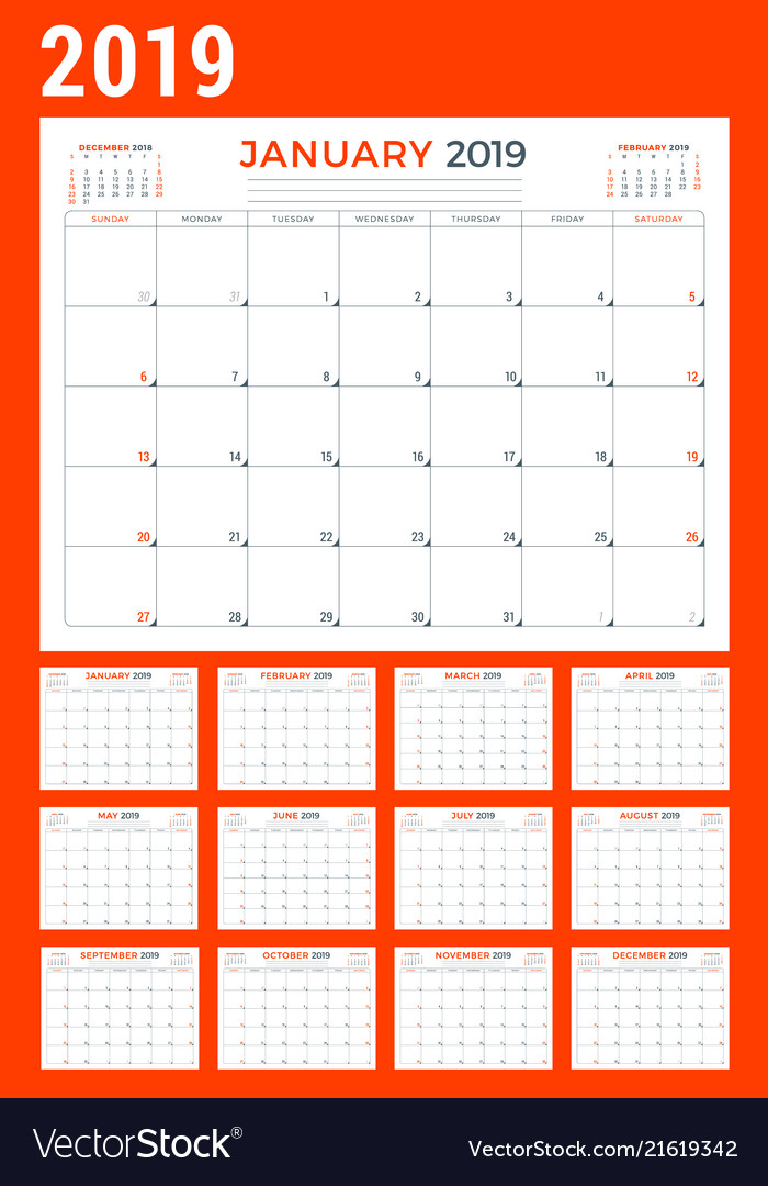 Calendar planner stationery design template