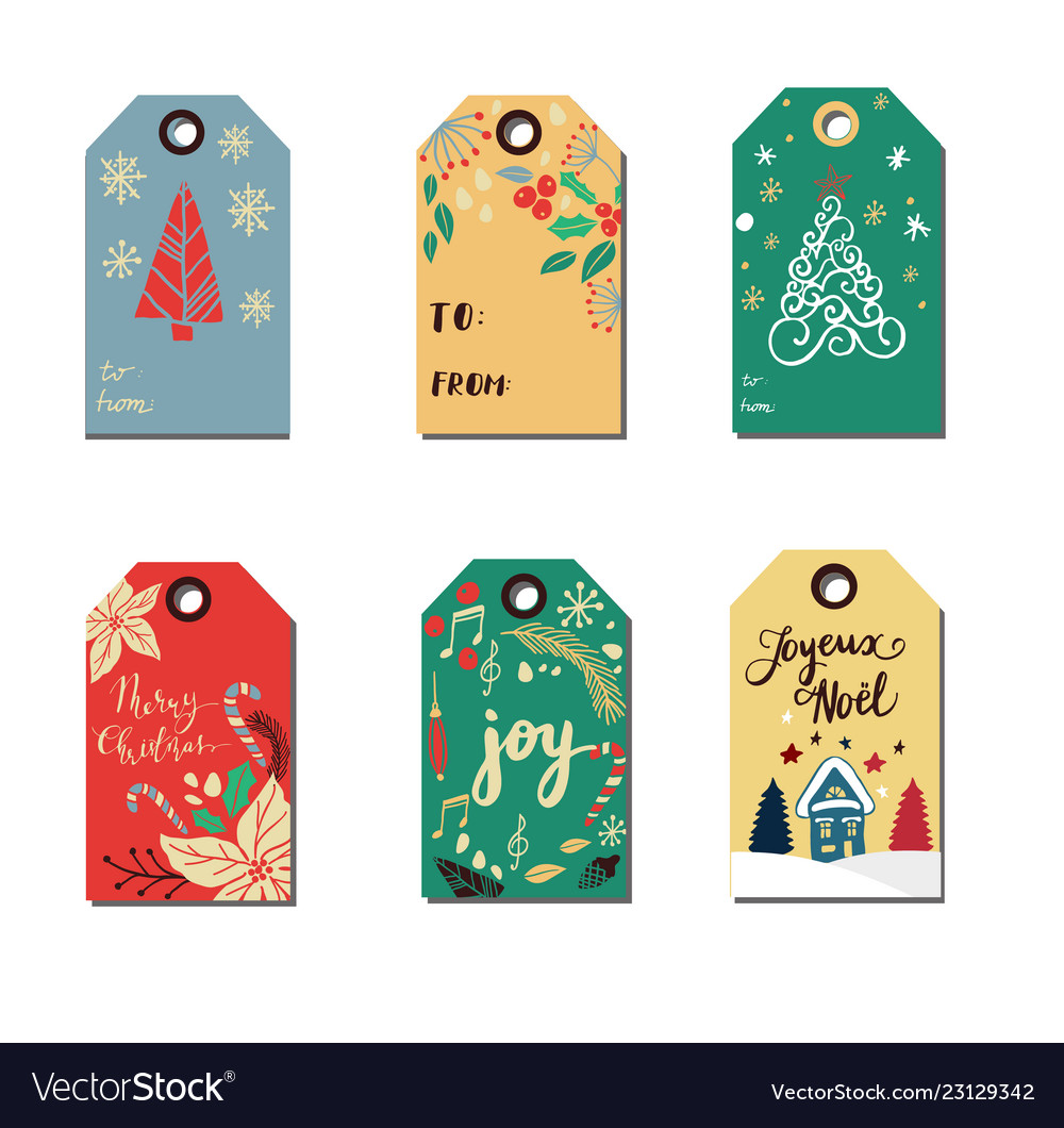 Christmas tags cute collection Royalty Free Vector Image