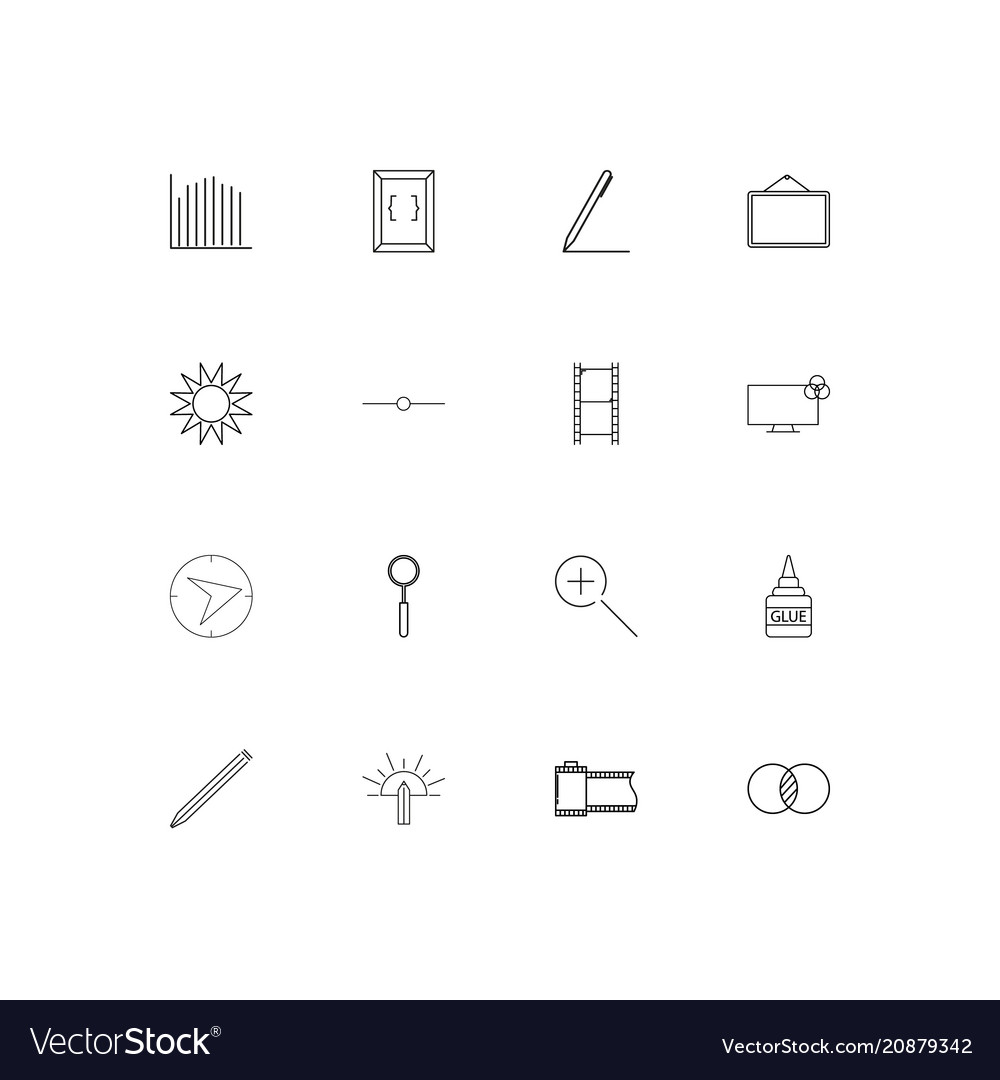 Creative process and design linear thin icons set