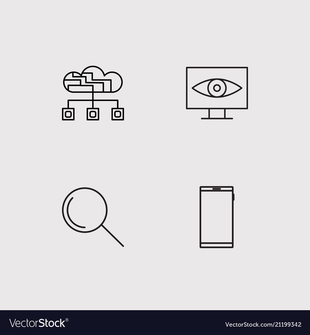 Data analytics simple linear icons set outlined