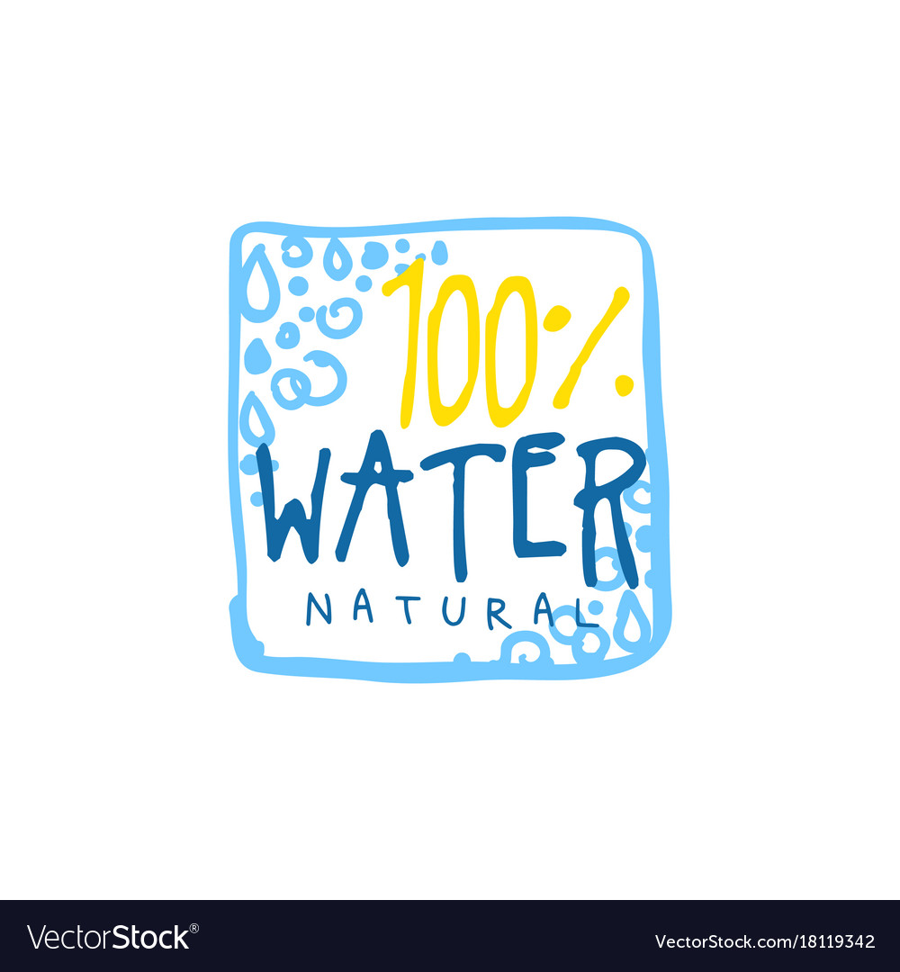 Hand drawn signs pure water square logo