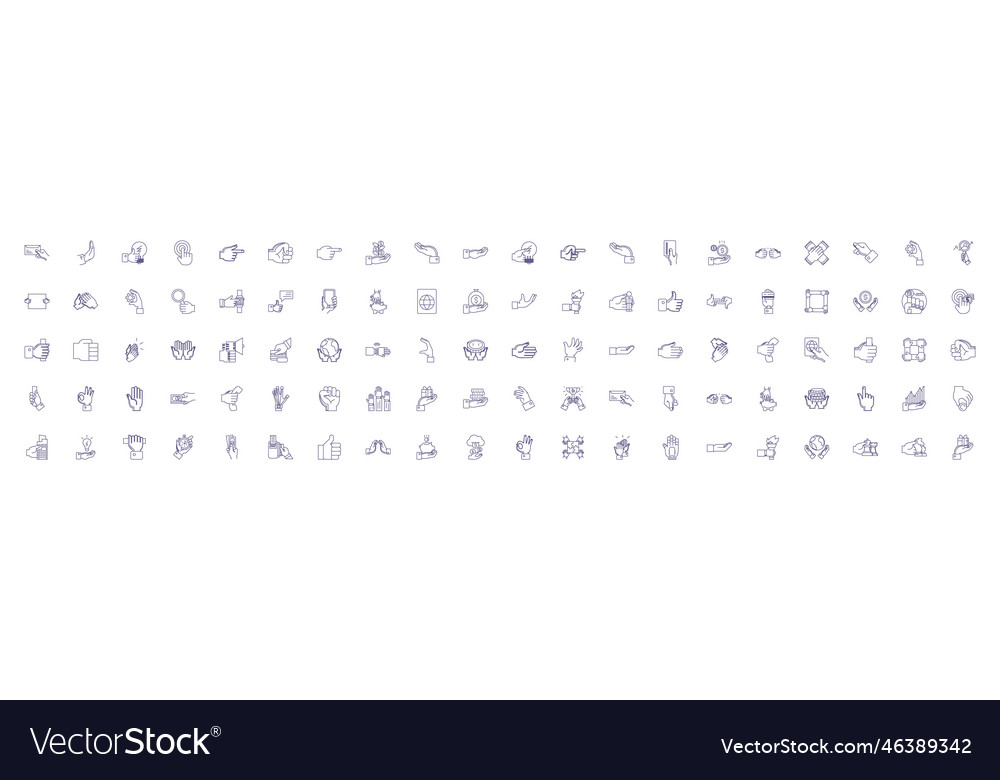 Hands gestures set line icons signs design