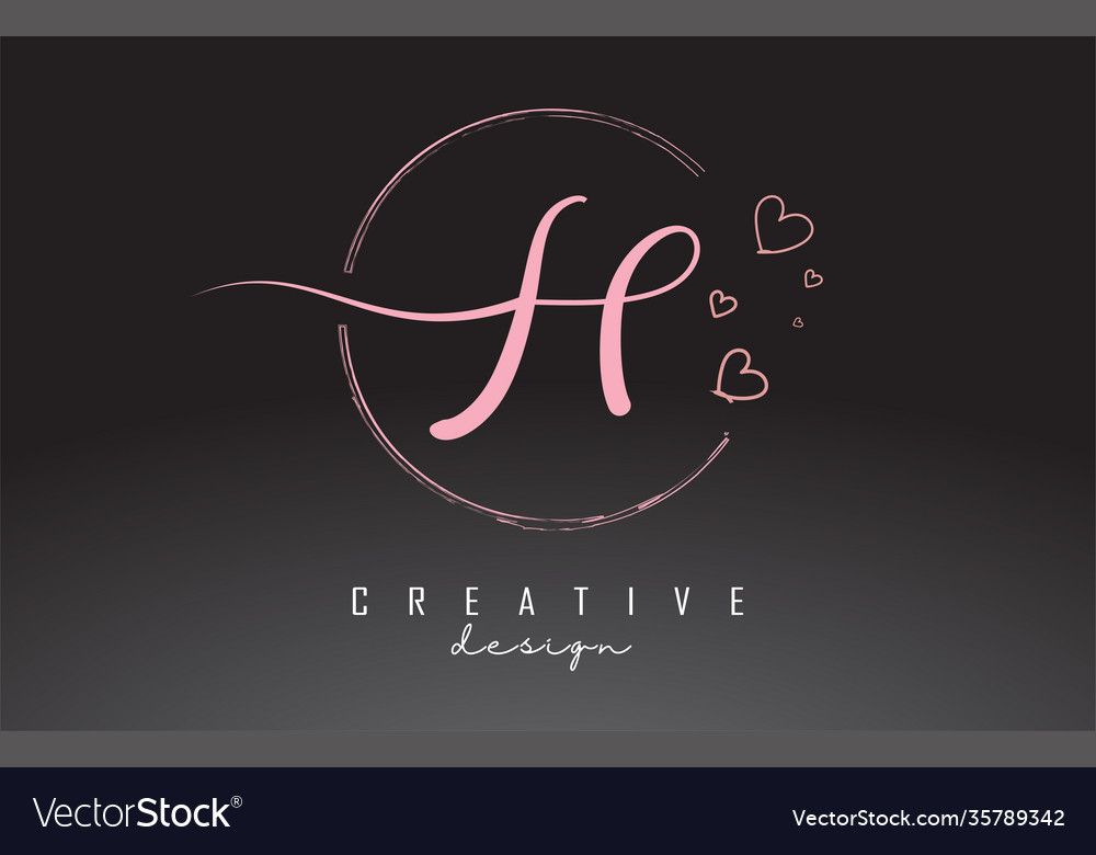 Handschriftlich h Buchstaben Logo Design mit Staub rosa