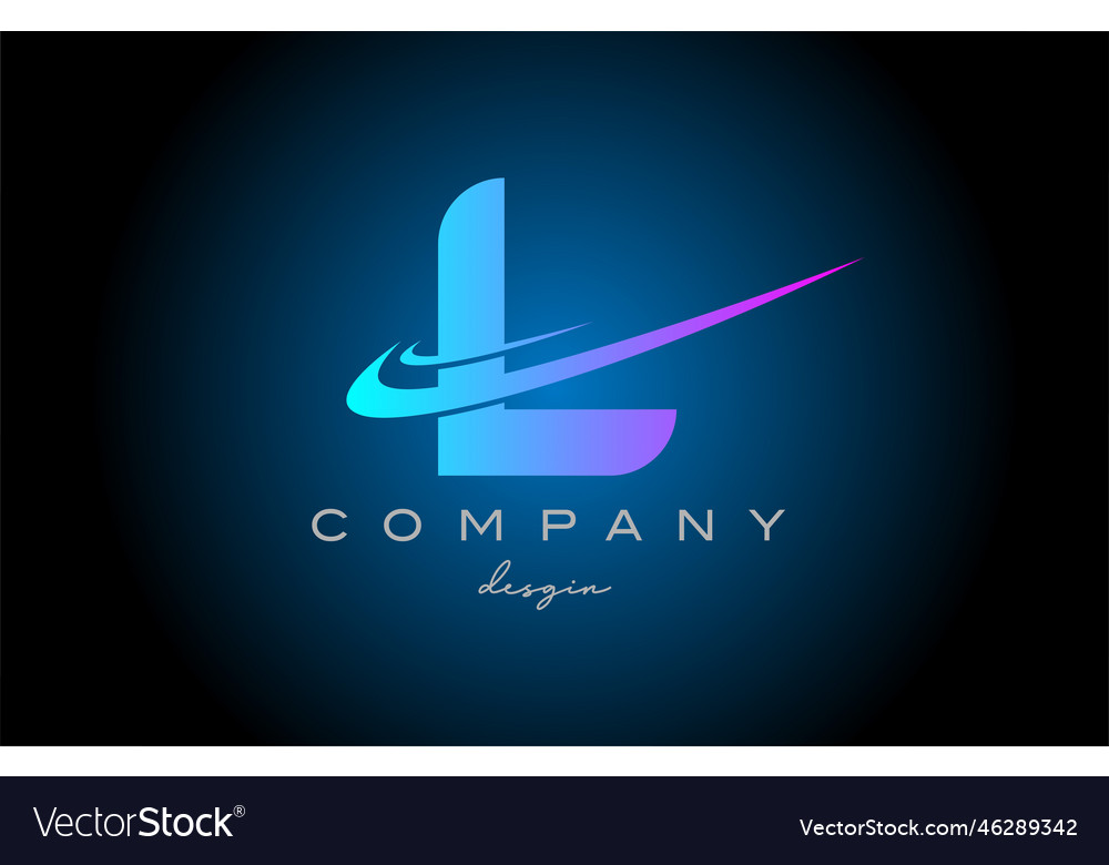 L pink blue alphabet letter logo with double
