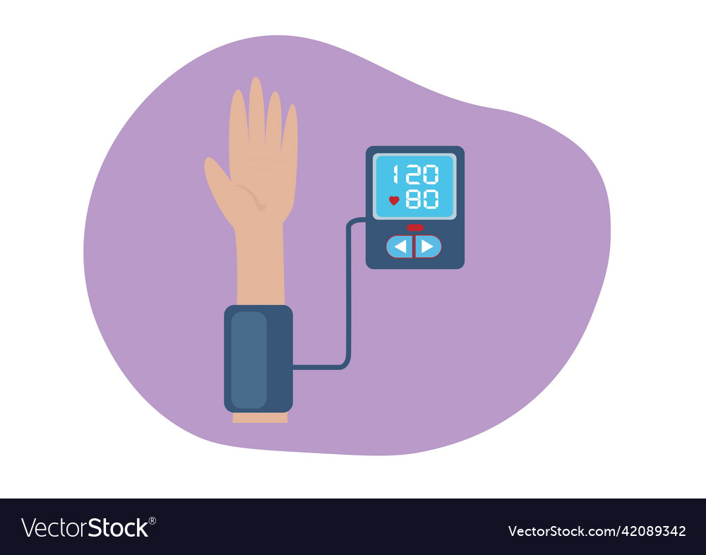 Man measuring patient blood pressure checking Vector Image