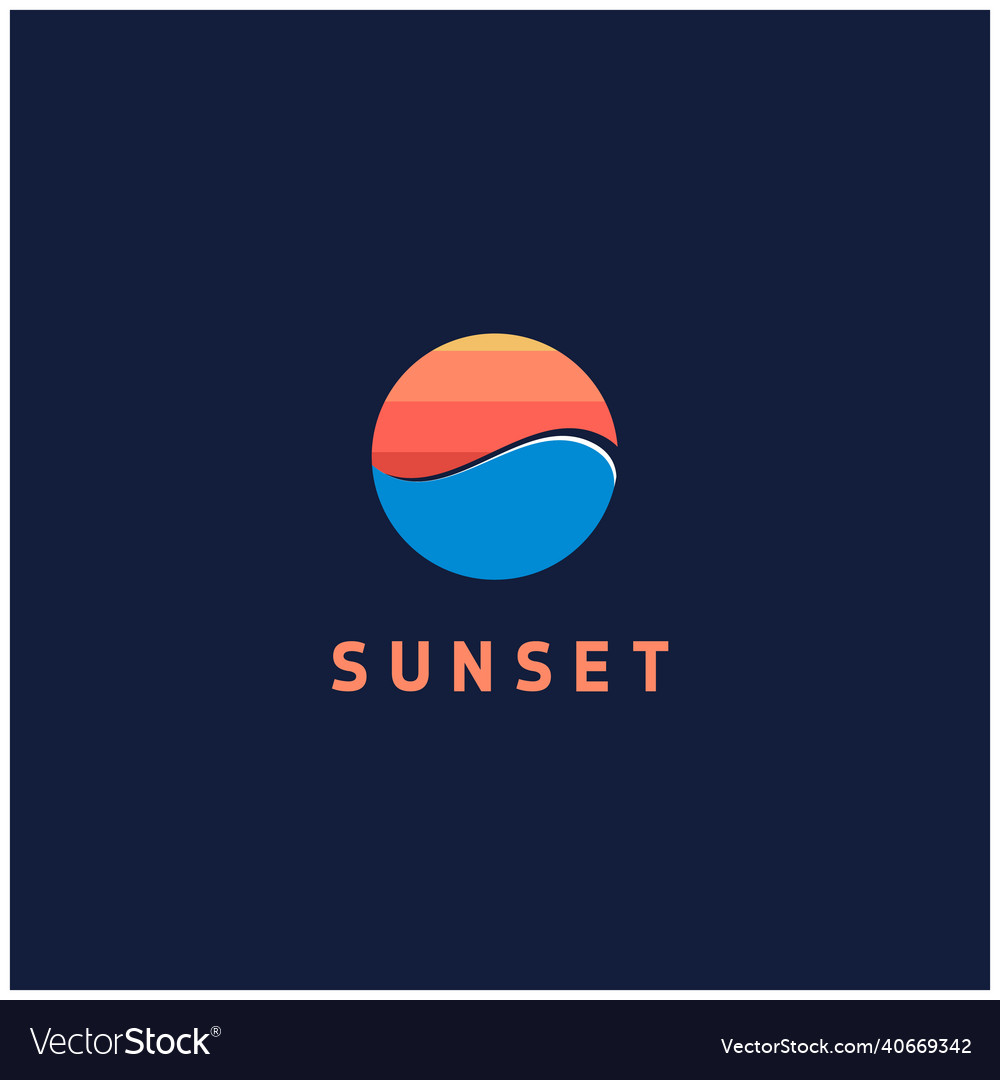 Minimalist sunset logo design Royalty Free Vector Image