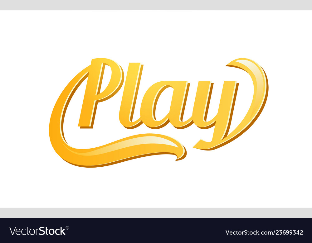 Play golden text logo emblem for game sports Vector Image