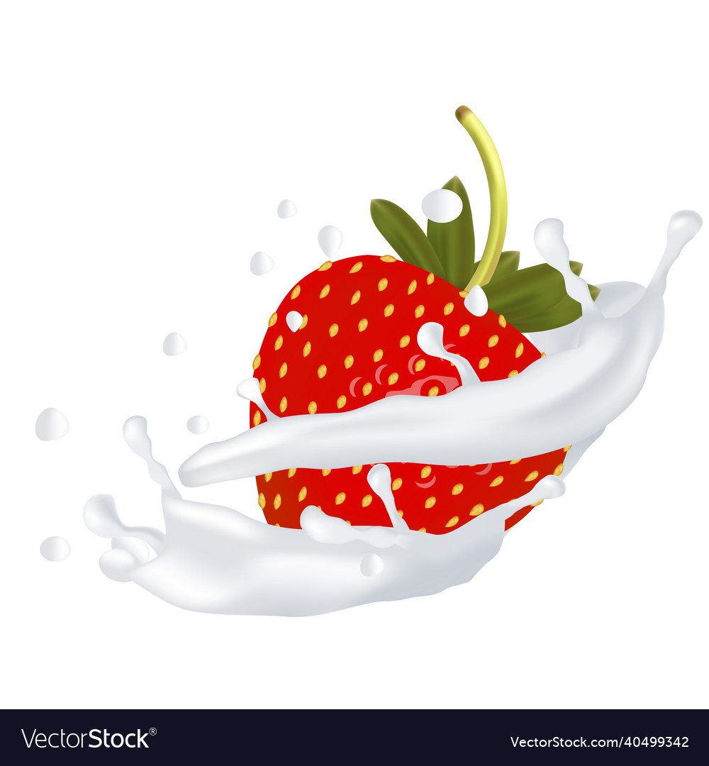 Realistic image of strawberries in splashes