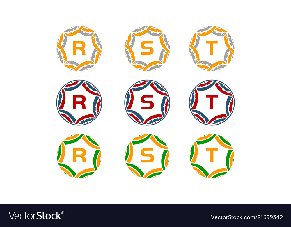 Ribbon circle star initial set