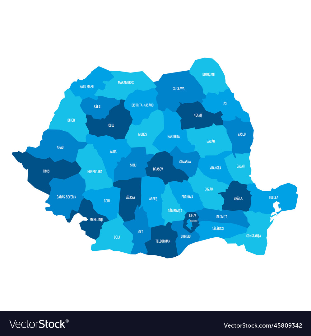 Romania Political Map Of Administrative Divisions Vector Image