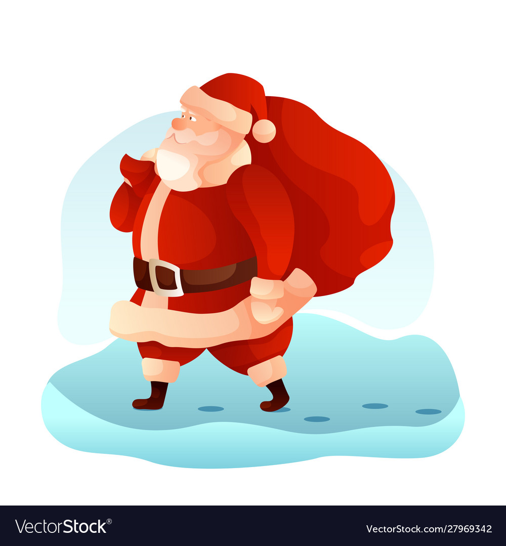 Santa claus carrying sack flat