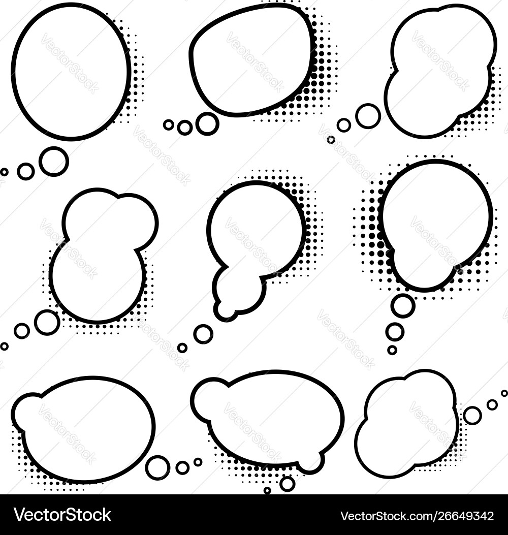 Set empty comic style speech bubbles Royalty Free Vector