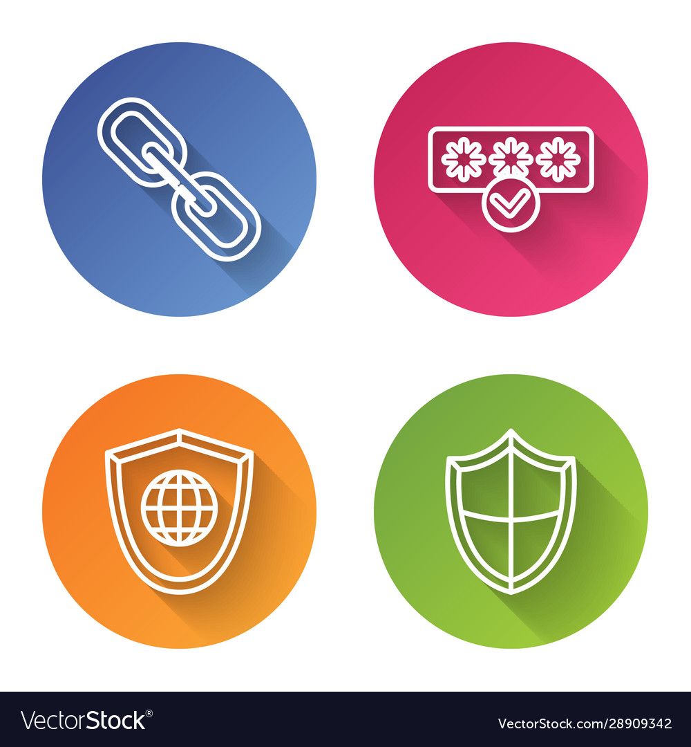 Set line chain link password protection Vector Image Set line chain link password protection