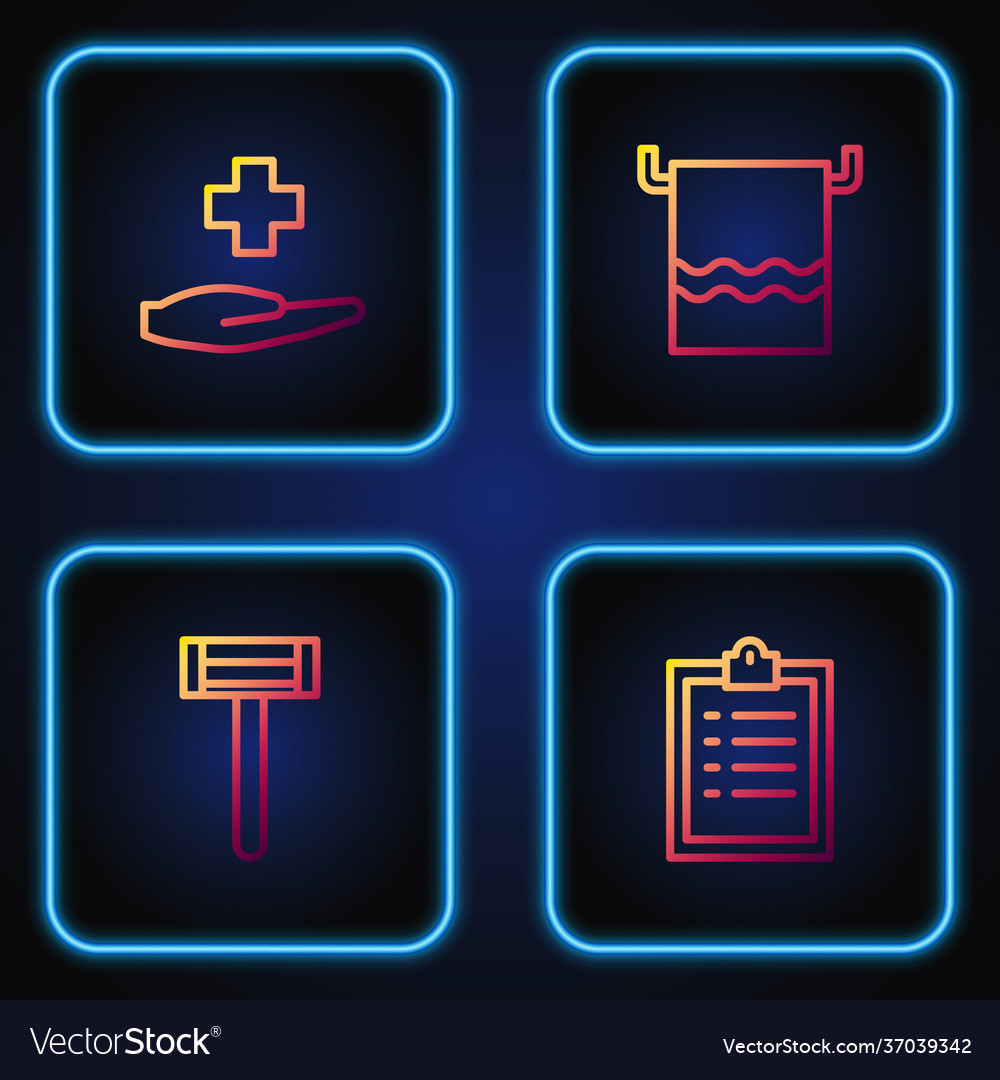 Set line clipboard with checklist shaving razor vector image Set line clipboard with checklist shaving razor