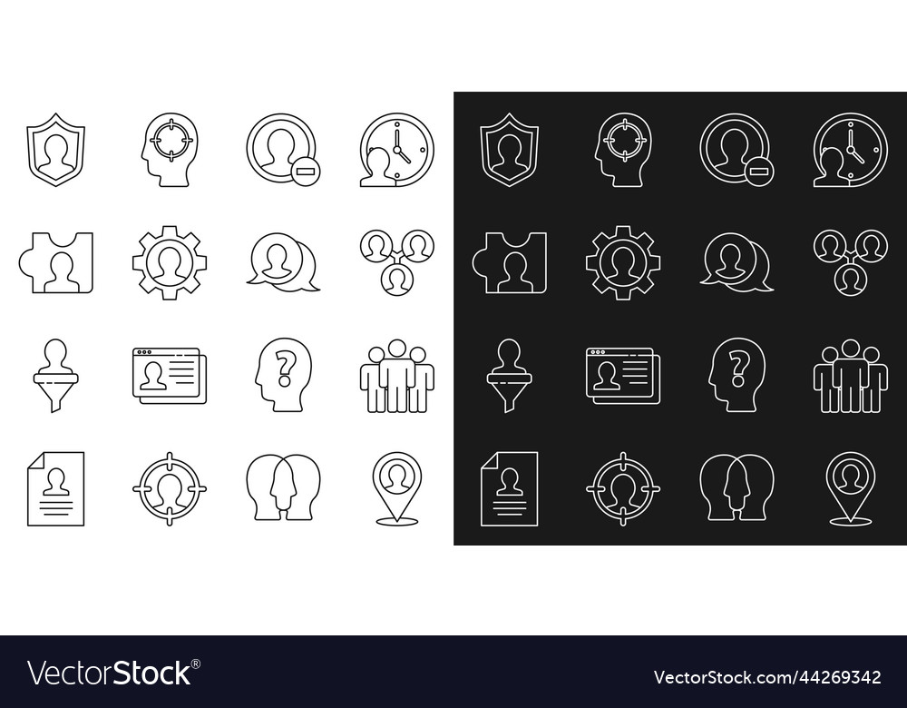 Set line location with person users group vector image Set line location with person users group