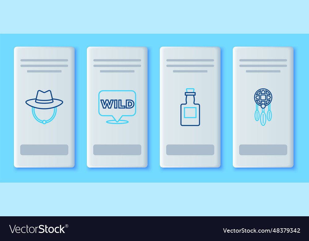 Set line pointer to wild west tequila bottle vector image Set line pointer to wild west tequila bottle