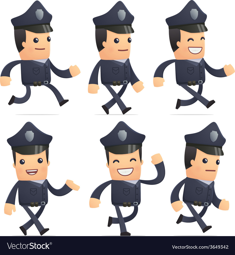 Set of policeman character in different poses