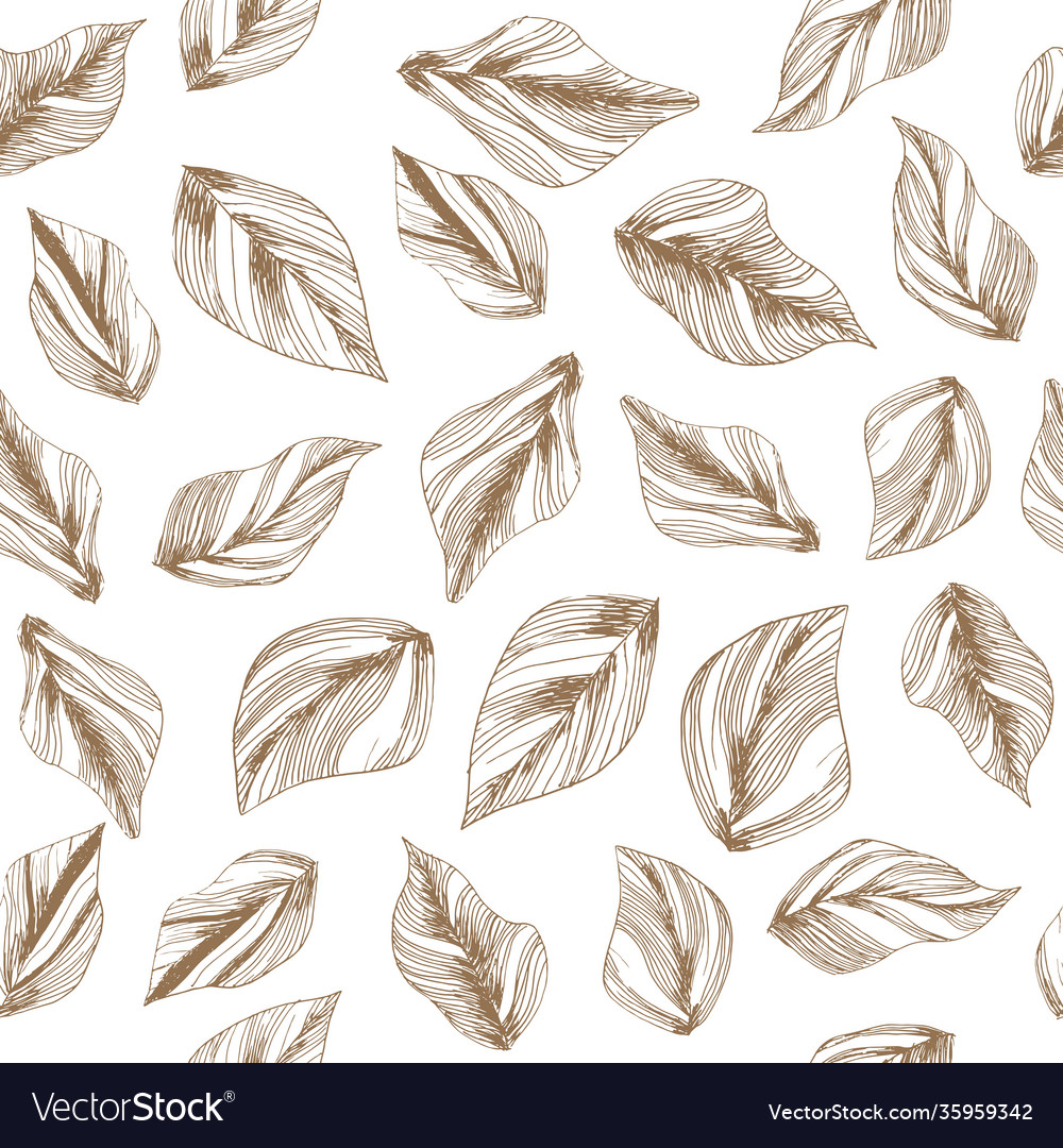 Simple leaves sketch repeat pattern