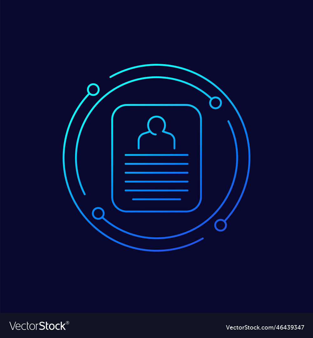 Account info or personal data icon linear design